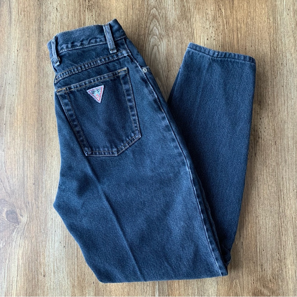 Vintage Guess Jeans Women 25 Black Denim Mom High Rise